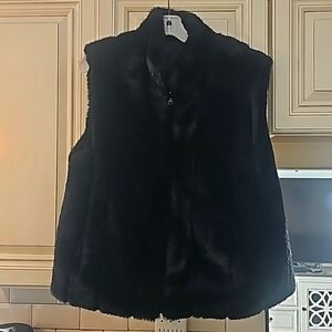 FAUX black mink vest
